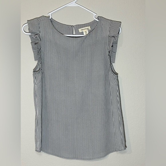 Monteau Size Medium Striped Ruffle Sleeve Blouse - Picture 1 of 10